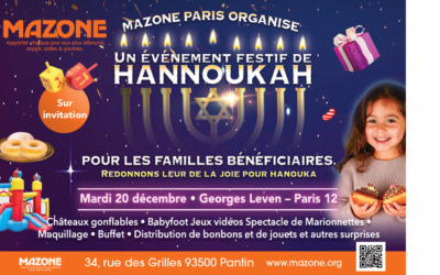 Évènement festif de Hanouka à Paris pour les familles bénéficiaires